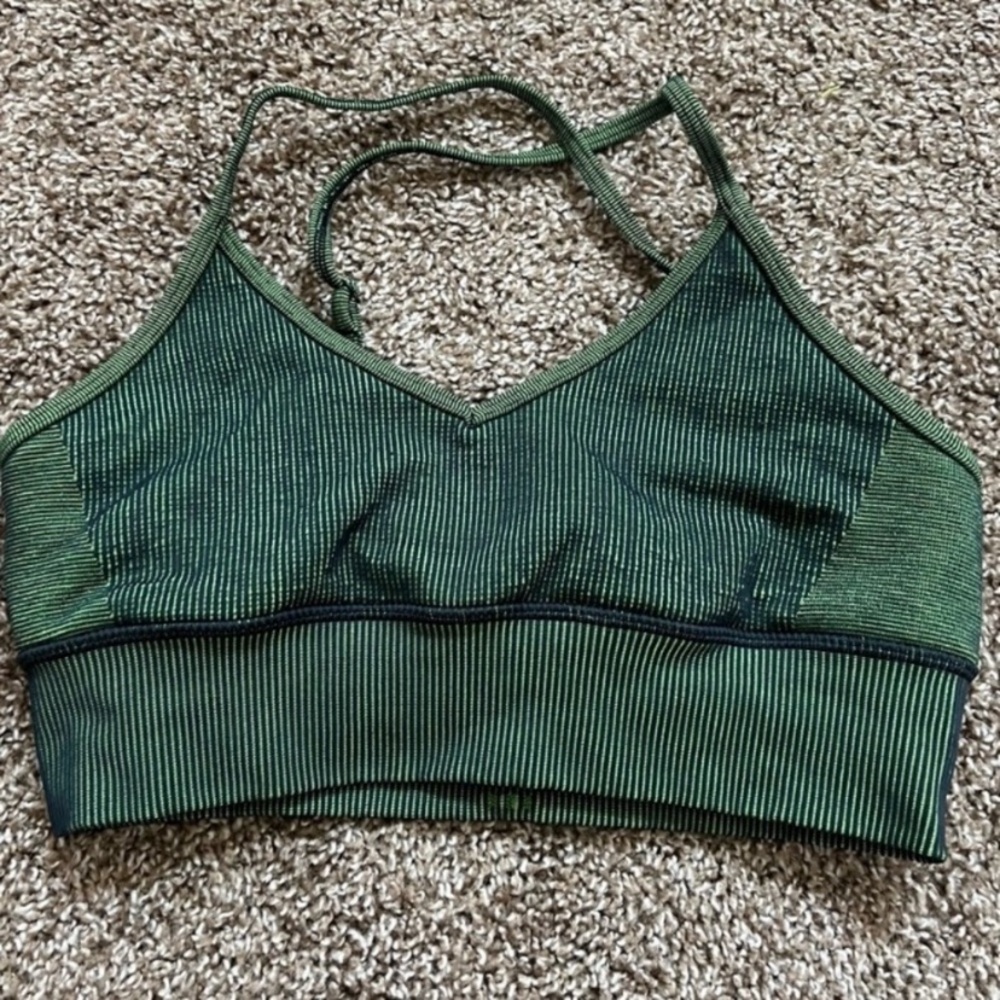 ALO Yoga Forest Green Illusion Sports Bra